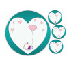 Teddy bear and heart balloons - Edible cake topper