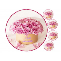 Women's Day Rose Pot - Edible cake topper