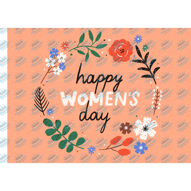 Happy Women's Day wreath - Edible cake topper