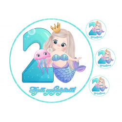 2-year-old mermaid - Edible cake topper