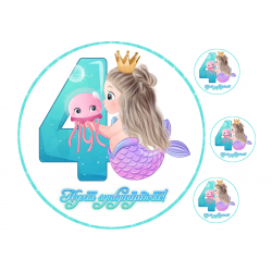 4-year-old mermaid - Edible cake topper