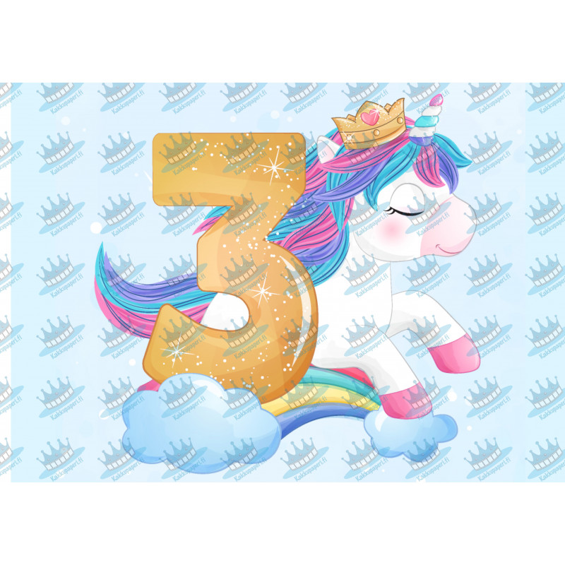 A three-year-old unicorn - Edible cake topper