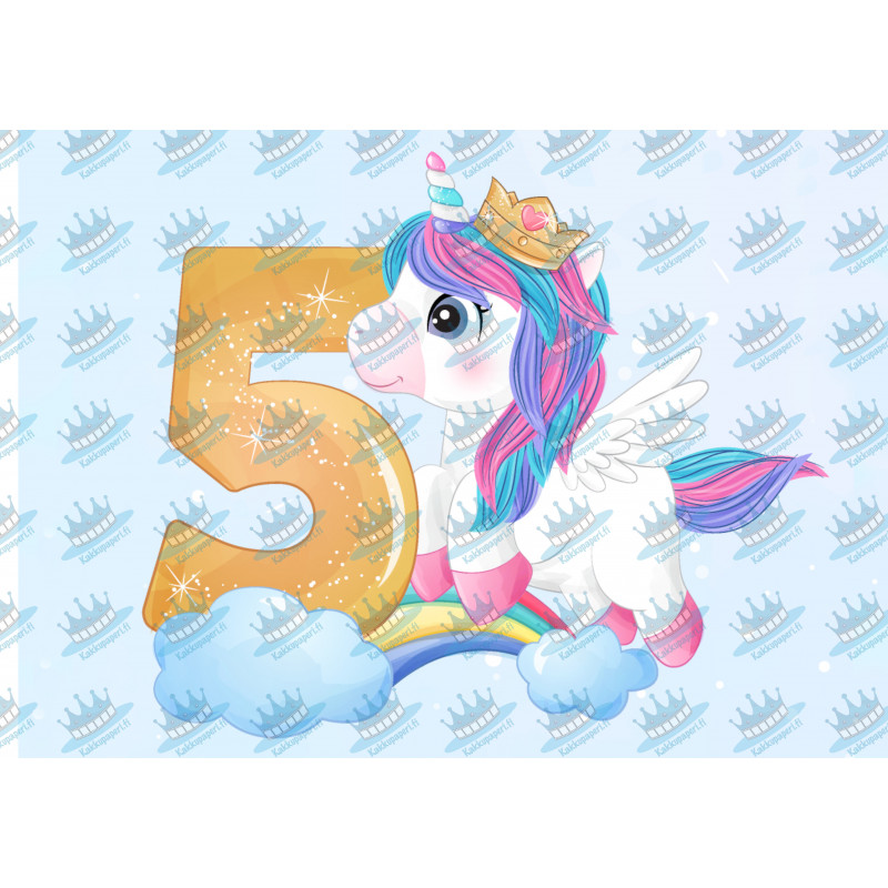 A five-year-old unicorn - Edible cake topper