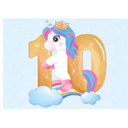 A ten-year-old unicorn - Edible cake topper