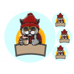 Hipster cat - Edible cake topper