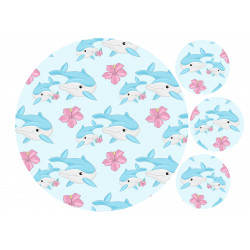 Tropical dolphin and floral print - cake decoration