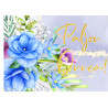 Congratulations with blue flowers - Edible cake topper