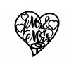 Mr & Mrs and inside of a heartshaped frame - Edible cake topper