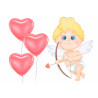 Cupid and heart-shaped balloons - Edible cake topper