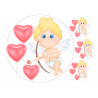 Cupid and heart-shaped balloons - Edible cake topper