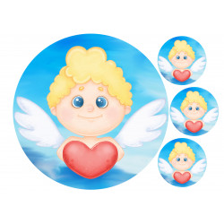 Cupid holding a heart - Edible cake topper