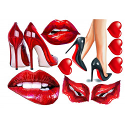 High heels and lips set - Edible cutouts