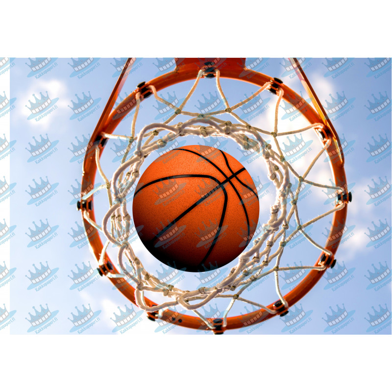 Basketball and basket edible cake topper