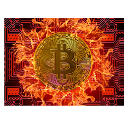 Flaming Golden Bitcoin - edible cake decoration