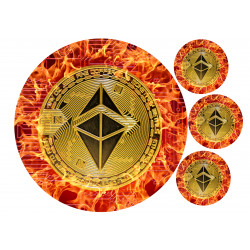 Flammande Ethereum runda tårtbild