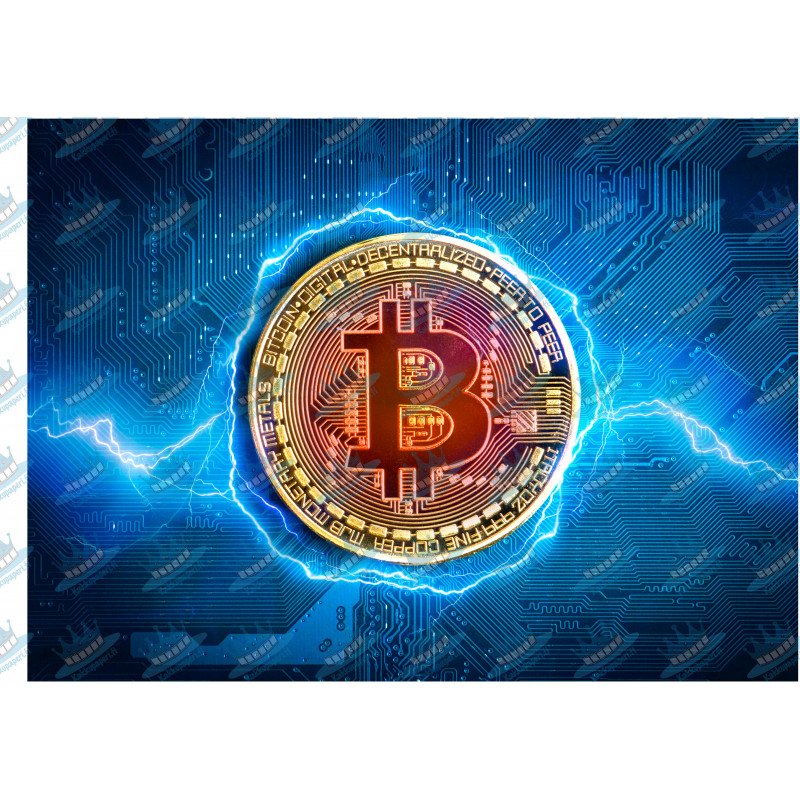 Lightning Bitcoin rectangle-cake topper