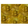 Golden Bitcoin rectangle-cake topping