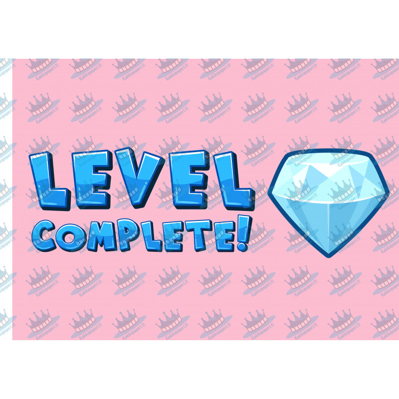 Pink Level Complete - edible cake decoration