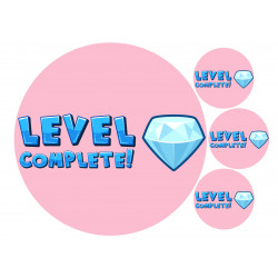 Pinkki Level Complete - syötävä kakkukoriste