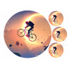 Cyclist in solar eclipse - round edible cake topper