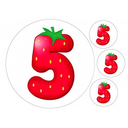 Strawberry Five - edible cake decoration