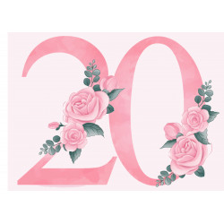 Pink Rose Twenty - edible cake decoration