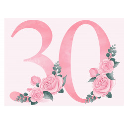 Pink Rose Thirty - edible cake decoration