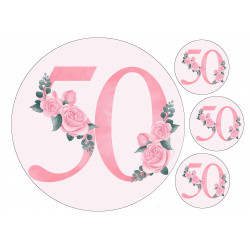 Pink Rose Fifty - edible cake decoration