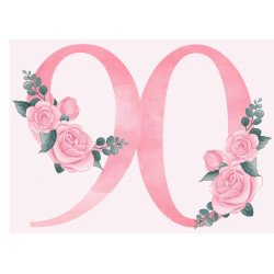 Pink Rose Ninety - edible cake decoration