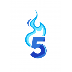 Flaming Blue Five - edible cake decoration