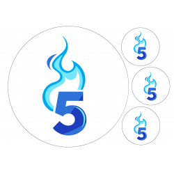 Flaming Blue Five - edible cake decoration