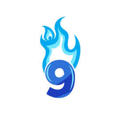 Flaming Blue Nine - edible cake decoration