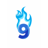 Flaming Blue Nine - edible cake decoration