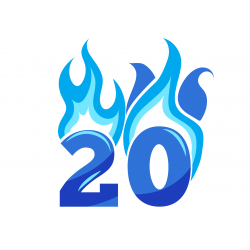 Flaming Blue Twenty - edible cake decoration