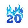 Flaming Blue Twenty - edible cake decoration