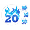 Flaming Blue Twenty - edible cake decoration