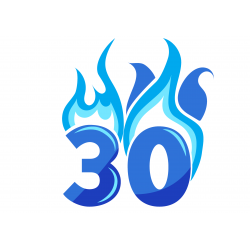 Flaming Blue Thirty - edible cake decoration