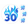 Flaming Blue Thirty - edible cake decoration