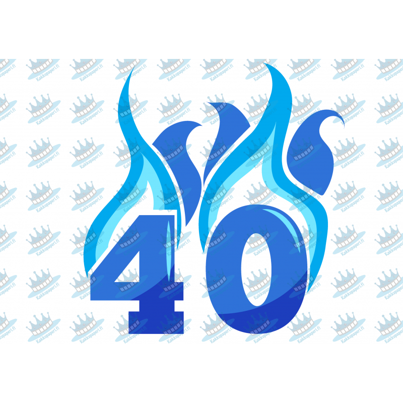 Flaming Blue Forty - edible cake decoration