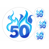 Flaming Blue Fifty - edible cake decoration