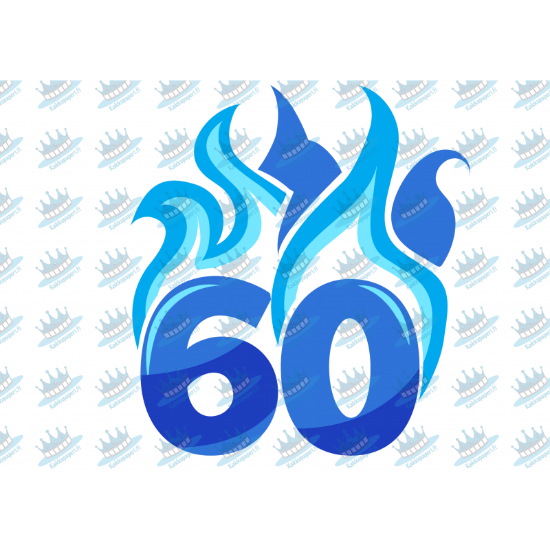 Flaming Blue Sixty - edible cake decoration