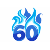 Flaming Blue Sixty - edible cake decoration