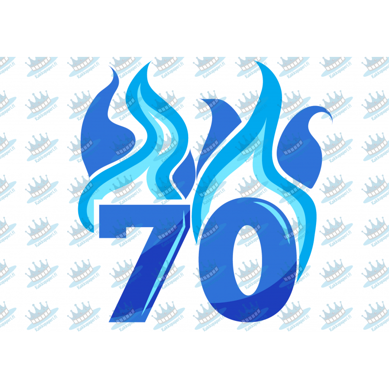 Flaming Blue Seventy - edible cake decoration