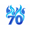 Flaming Blue Seventy - edible cake decoration