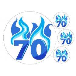 Flaming Blue Seventy - edible cake decoration