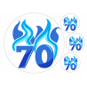 Flaming Blue Seventy - edible cake decoration