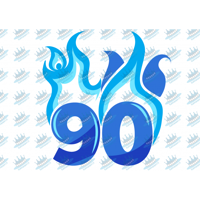 Flaming Blue Ninety - edible cake decoration