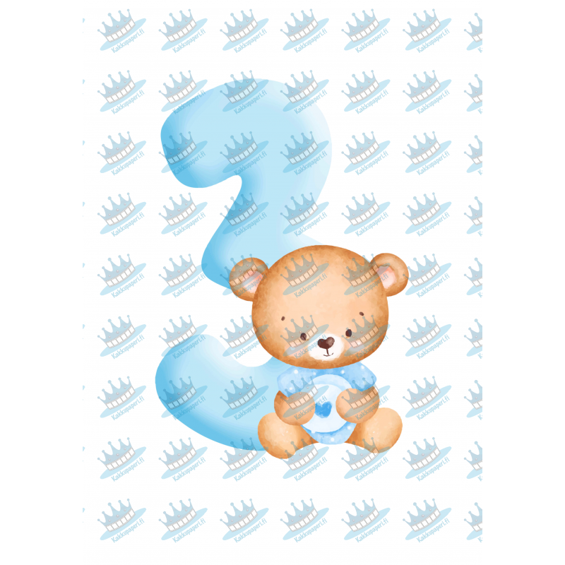 Blue Baby Bear Three - edible cake decoration