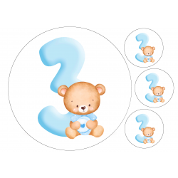 Blue Baby Bear Three - edible cake decoration