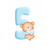 Blue Baby Bear Five - edible cake decoration